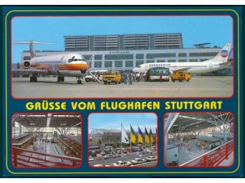 Flughafen Stuttgart, 4-Bild-AK